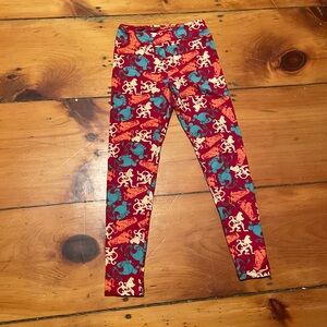 LuLaRoe Red and Blue Patterned Leggings